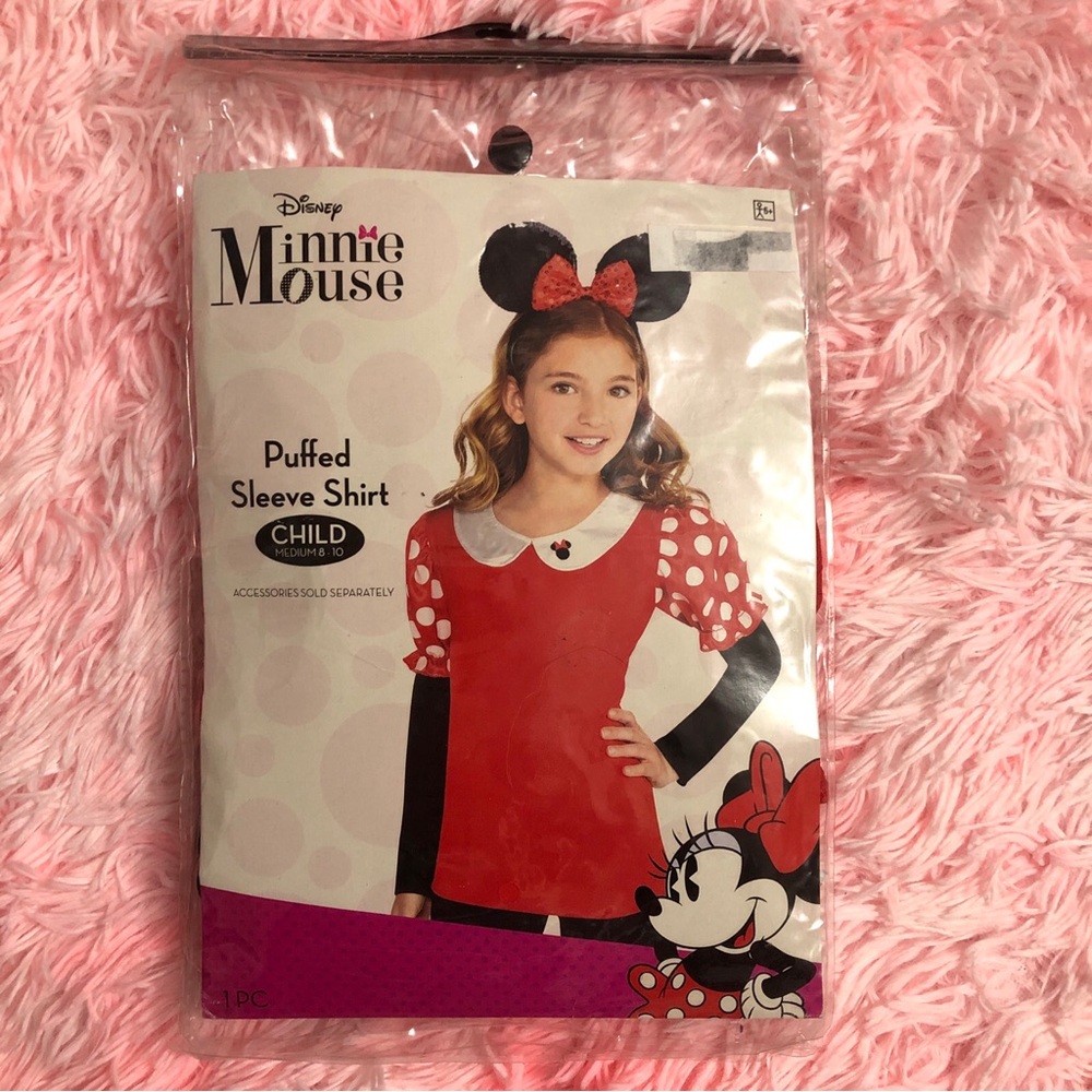 New Minnie Mouse Puffed Long Sleeve Shirt Dress Up Top Girls Medium 8-10 Disney